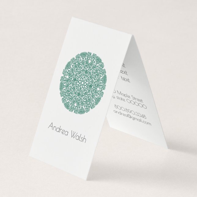 Mandala And Sitting Buddha Folded Business Cards (Front)