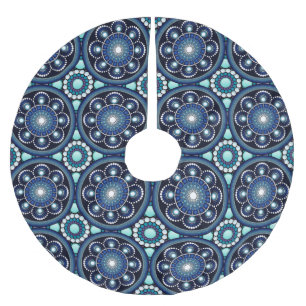Mandala Aqua Diaphonous Chic Elegant Buterflies B Brushed Polyester Tree Skirt