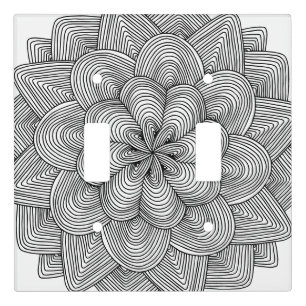 Mandala Art - black and white Light Switch Cover