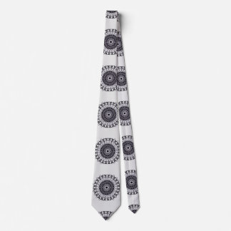 mandala art black and white neck tie