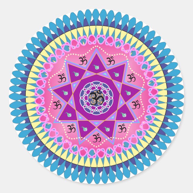 Mandala art classic round sticker (Front)
