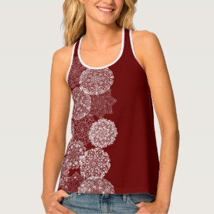 Mandala Art Design Burgundy Red Elegant Circles Tank Top