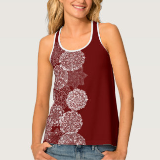 Mandala Art Design Burgundy Red Elegant Circles Tank Top