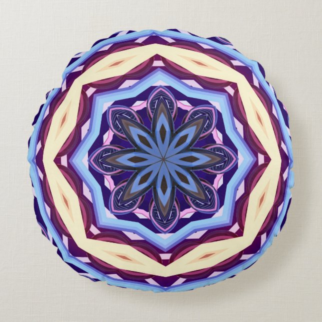 Mandala art design pattern ornament flower round pillow (Front)