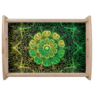 Mandala Art: Green Yellow Detail. Serving Tray