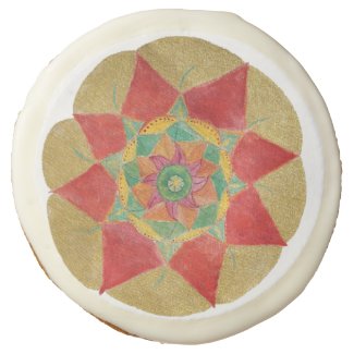 Mandala Art, orange and Gold Cookie