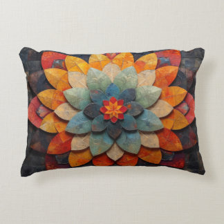 Mandala Art Textured Flower Accent Pillow