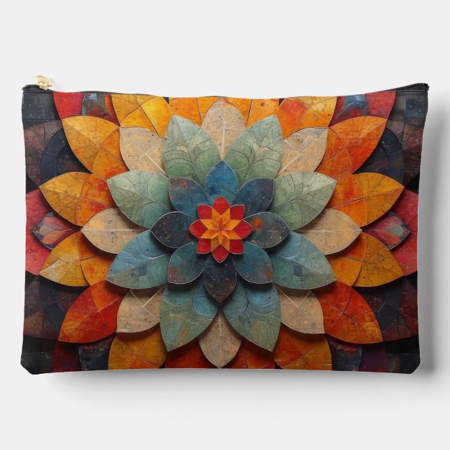 Mandala Art Textured Flower Accessory Pouch (Front)