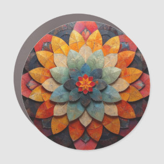 Mandala Art Textured Flower Car Magnet