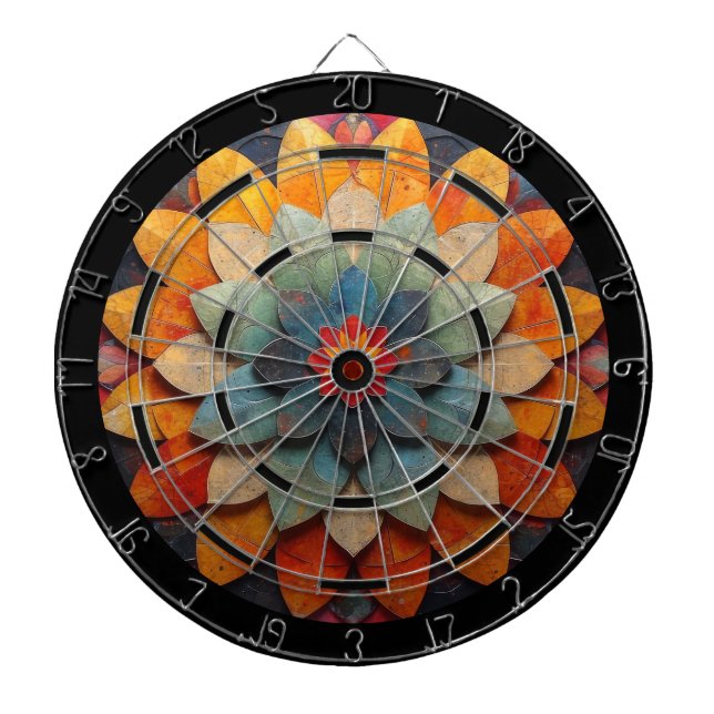 Mandala Art Textured Flower Dart Board (Front)