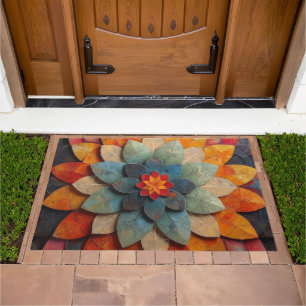 Mandala Art Textured Flower Doormat
