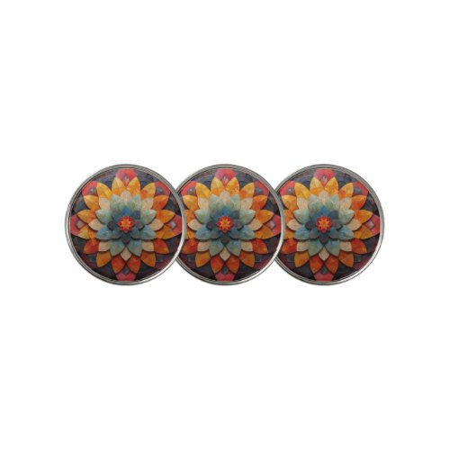 Mandala Art Textured Flower Golf Ball Marker