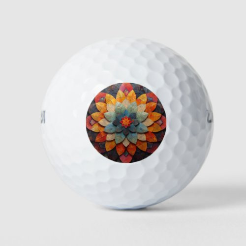 Mandala Art Textured Flower Golf Balls