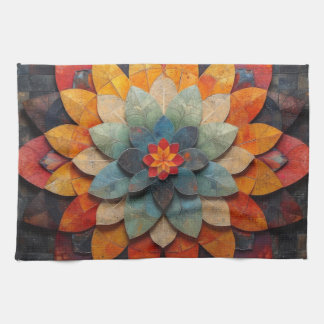 Mandala Art Textured Flower Kitchen Towel