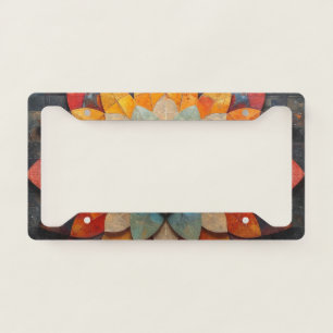 Mandala Art Textured Flower License Plate Frame