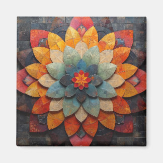 Mandala Art Textured Flower Magnet