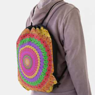 Mandala Ball yellow crochet style -  Drawstring Bag