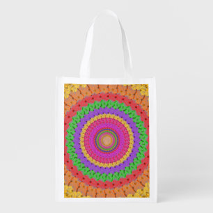 Mandala Ball yellow crochet style - Grocery Bag