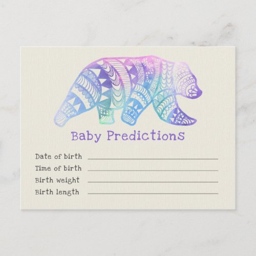 Mandala Bear Baby Shower Predictions and Advice Postcard