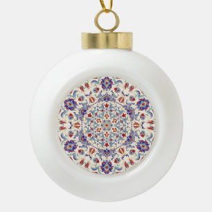 Mandala Beauty: Colorful Cultural Mosaic Ceramic Ball Christmas Ornament