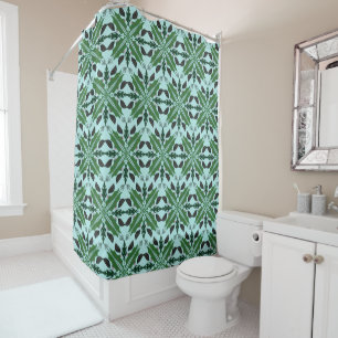 Mandala Begonia Floral Greenery Botanical  Shower Curtain