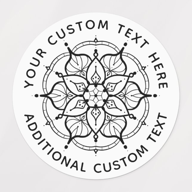 Mandala Black and White label (Design 1)