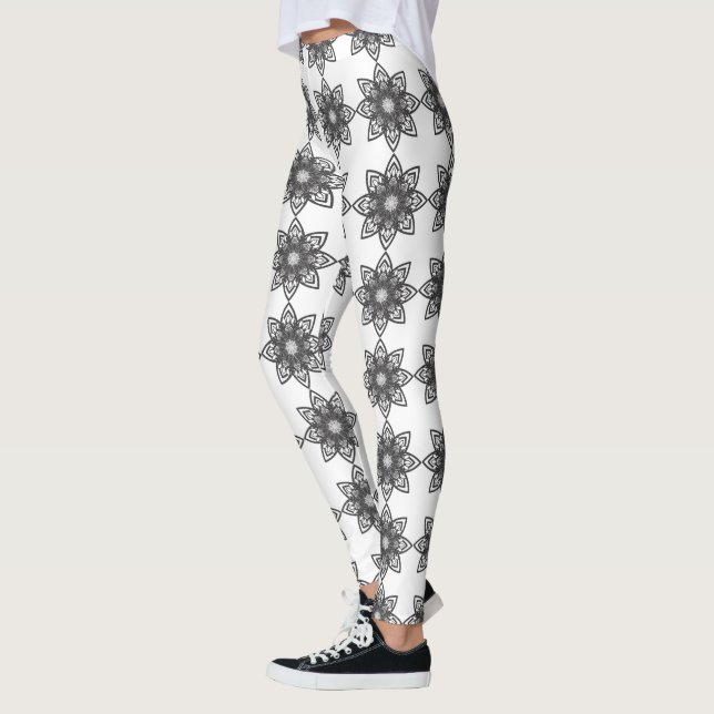 Mandala Black and White Leggings (Left)
