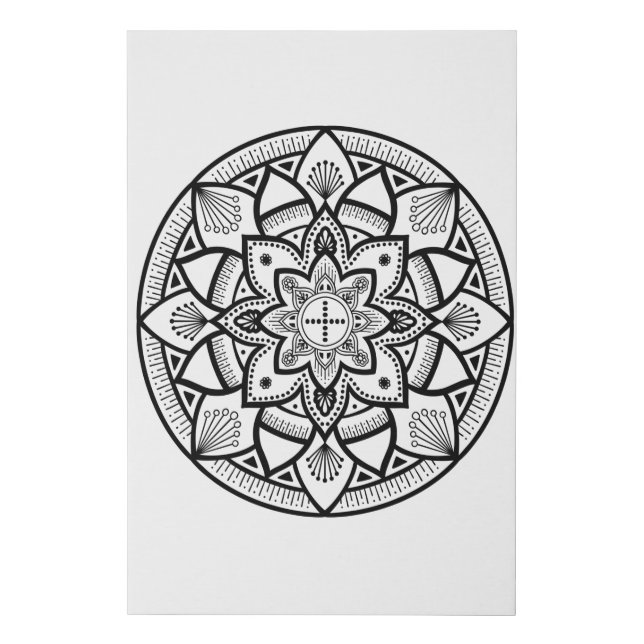 Mandala Black K607 Faux Canvas Print (Front)