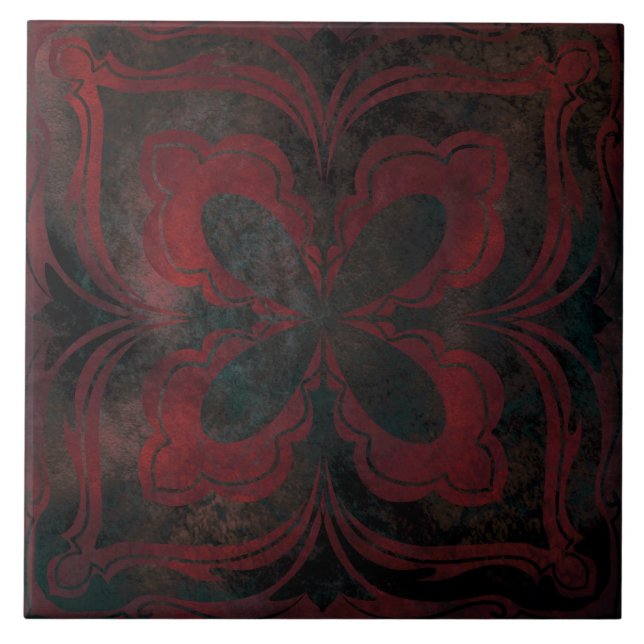 mandala black romantic elegant ceramic tile (Front)
