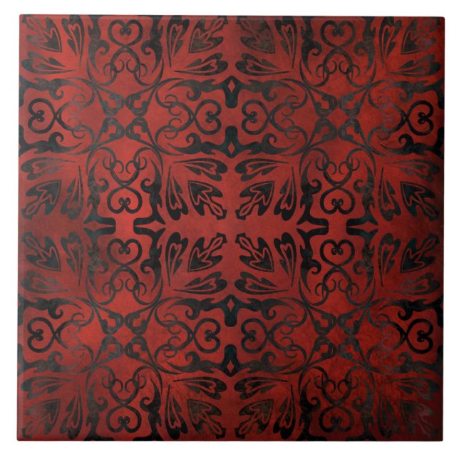 mandala black romantic elegant ceramic tile (Front)