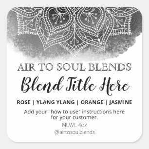 Mandala Black White Essential Oil Blend Labels