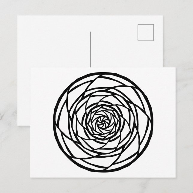 Mandala Black White Minimal Coloring Postcard (Front/Back)