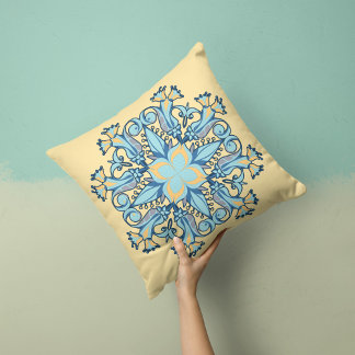 Mandala Bloom Pillow in Yellow