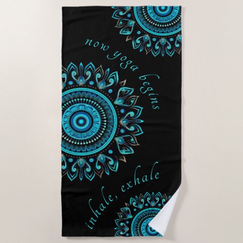 Mandala Blue Bold Modern Vibrant Mandala Beach Towel