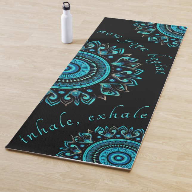 Mandala Blue Bold Modern Vibrant Mandala Yoga Mat (In Situ)