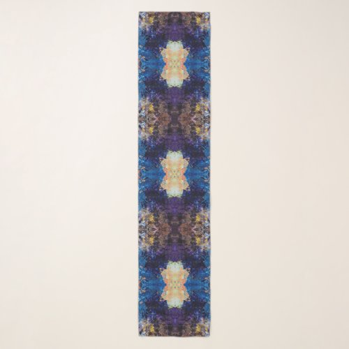 Mandala Blue Brown Abstract Scarf