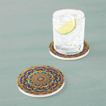 Mandala Blue Colorful Illustration Coaster