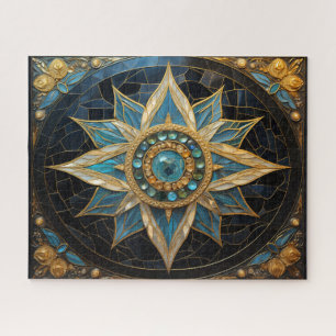Mandala Blue Gold Jigsaw Puzzle