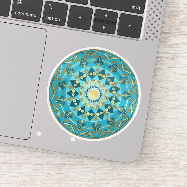 Mandala Blue Gold Sticker (Detail)