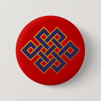 Mandala  Blue Karma Buddhism Eternal Knot Button
