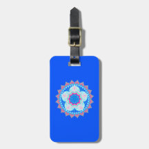 Mandala Blue Pink on Blue Background
