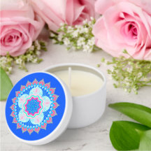 Mandala Blue Pink on Blue Background