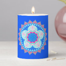 Mandala Blue Pink on Blue Background