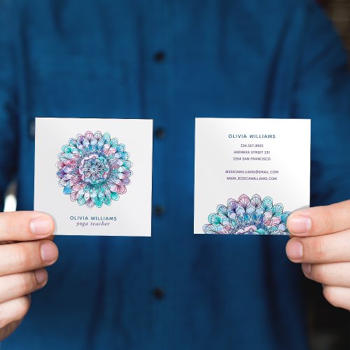 Mandala Blue Pink Spiritual Yoga Business Card
