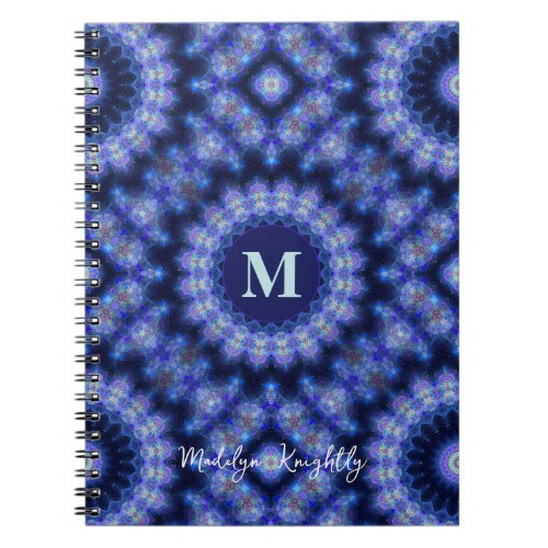 Mandala Blue Purple Monogram Name Notebook