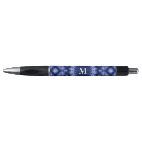 Mandala Blue Purple Monogram Name Pen