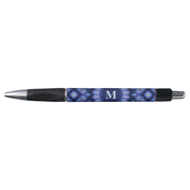 Mandala Blue Purple Monogram Name Pen (Front)