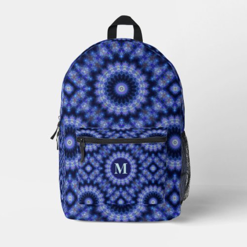 Mandala Blue Purple Monogram Printed Backpack