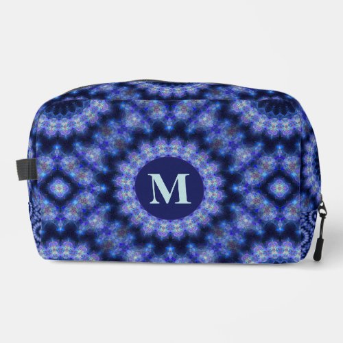 Mandala Blue Purple Pattern Monogram Dopp Kit