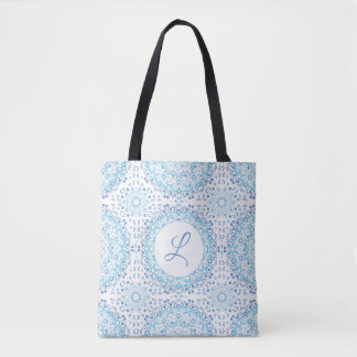 Mandala Blue Tote Bag Monogram